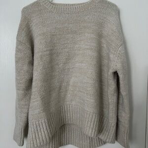 Zara Cream Crew Neck Sweater with Textured Knit